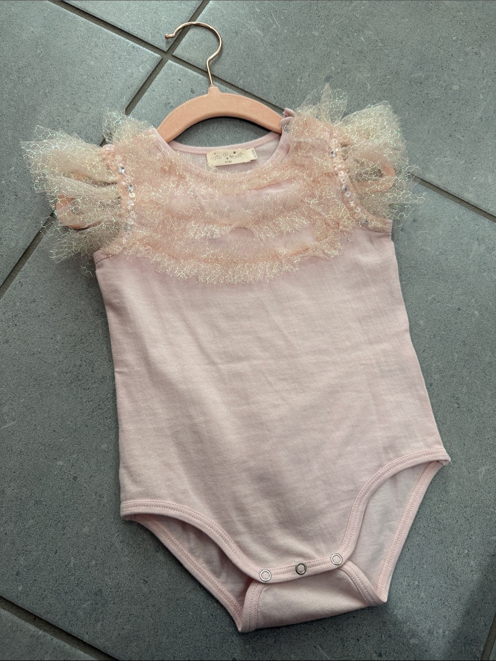 Tutu Du Monde Pink & Gold Tulle Ruffle Bodysuit